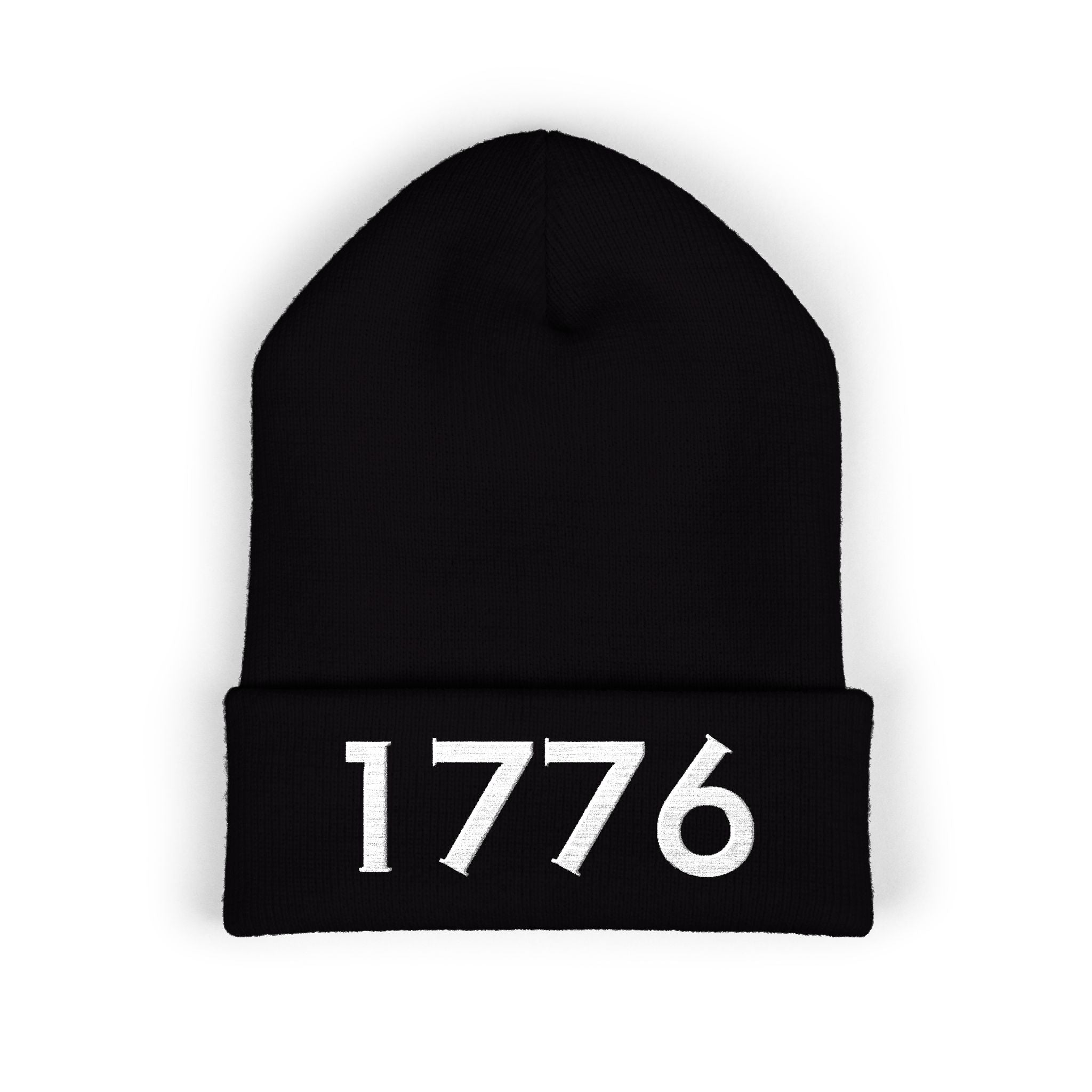 1776 Embroidered Cuffed Beanie - Patriotic Knit Winter Hat