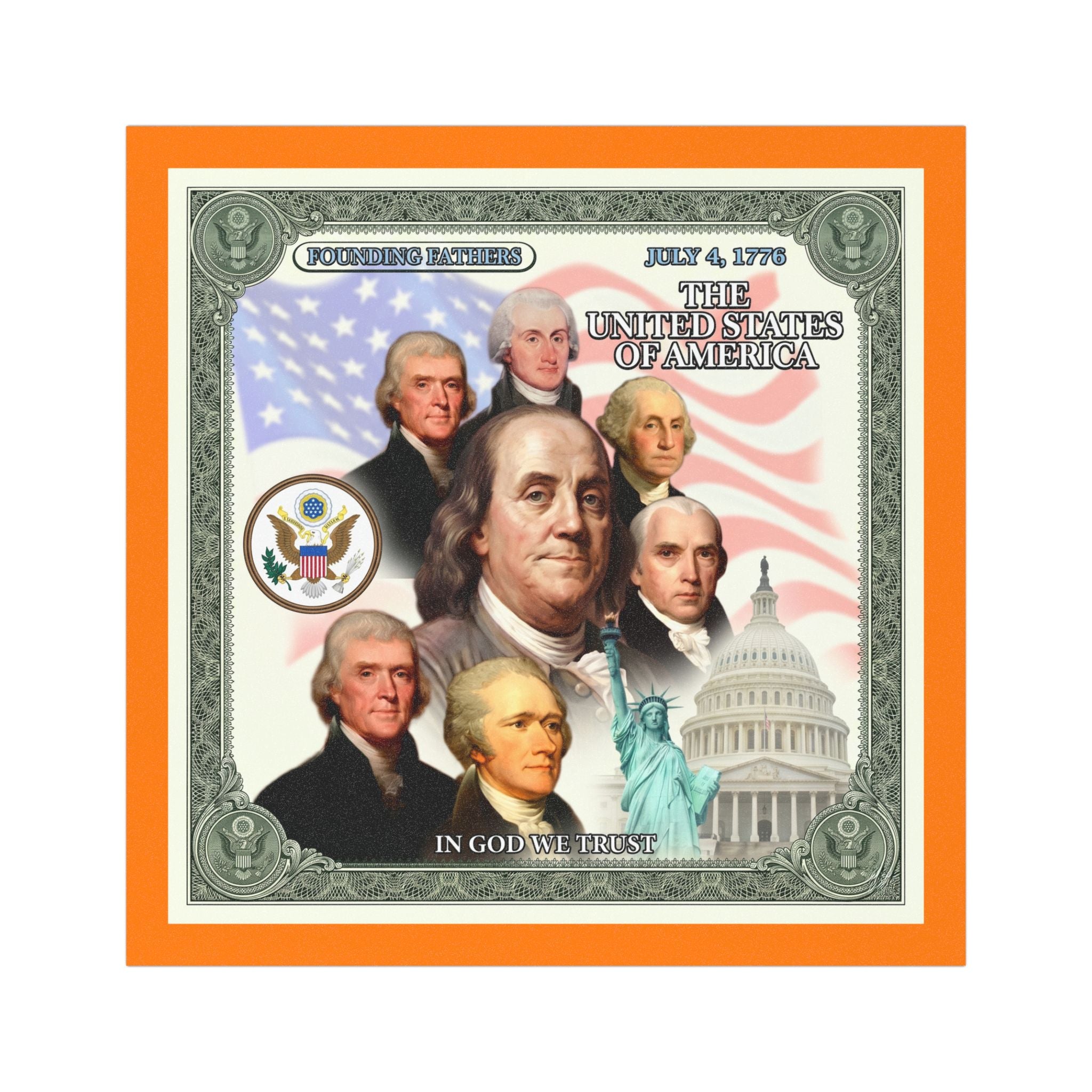 Patriotic Founding Fathers Car Magnet — U.S. Presidents & Capitol Design