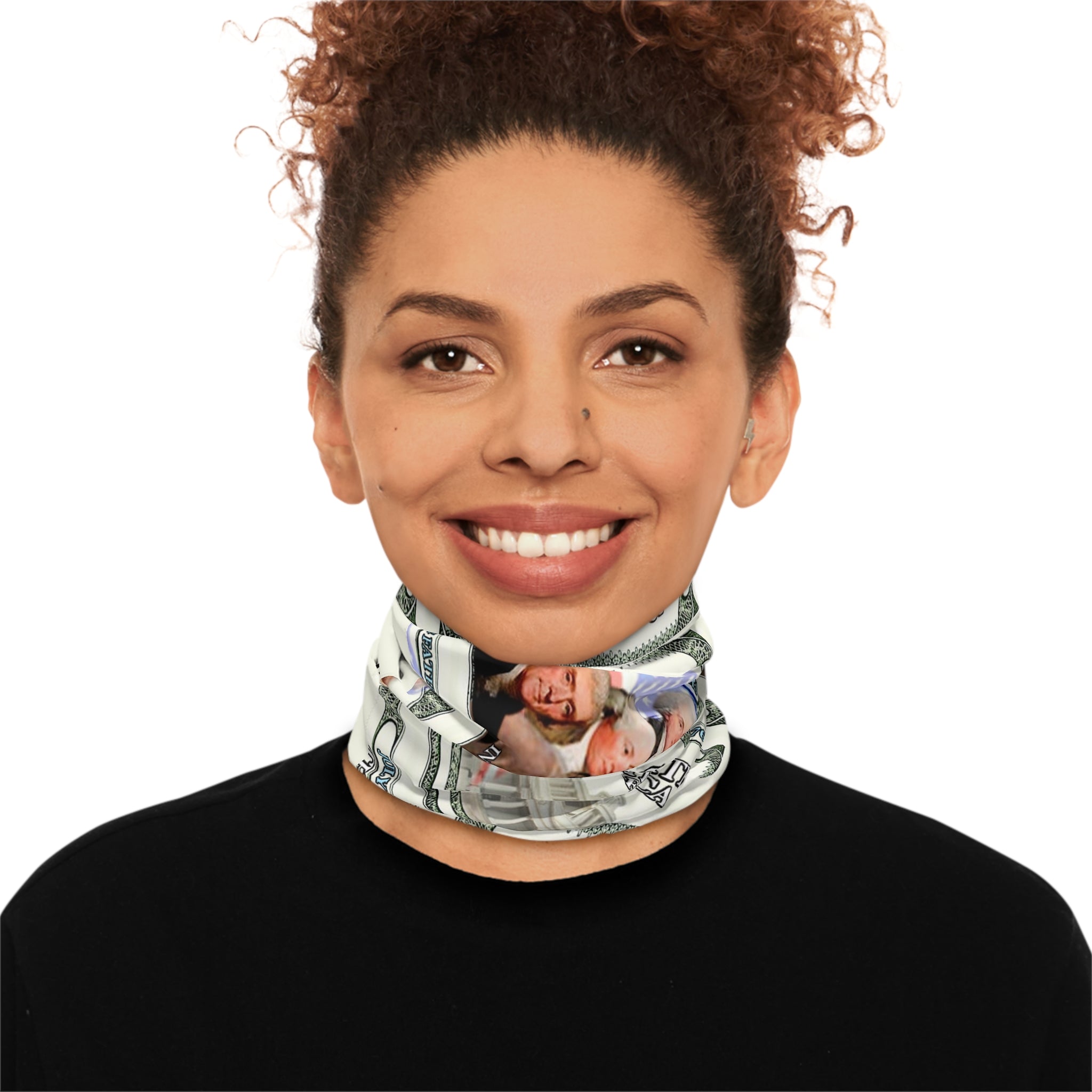Founding Fathers Dollar-Print Winter Neck Gaiter with Drawstring