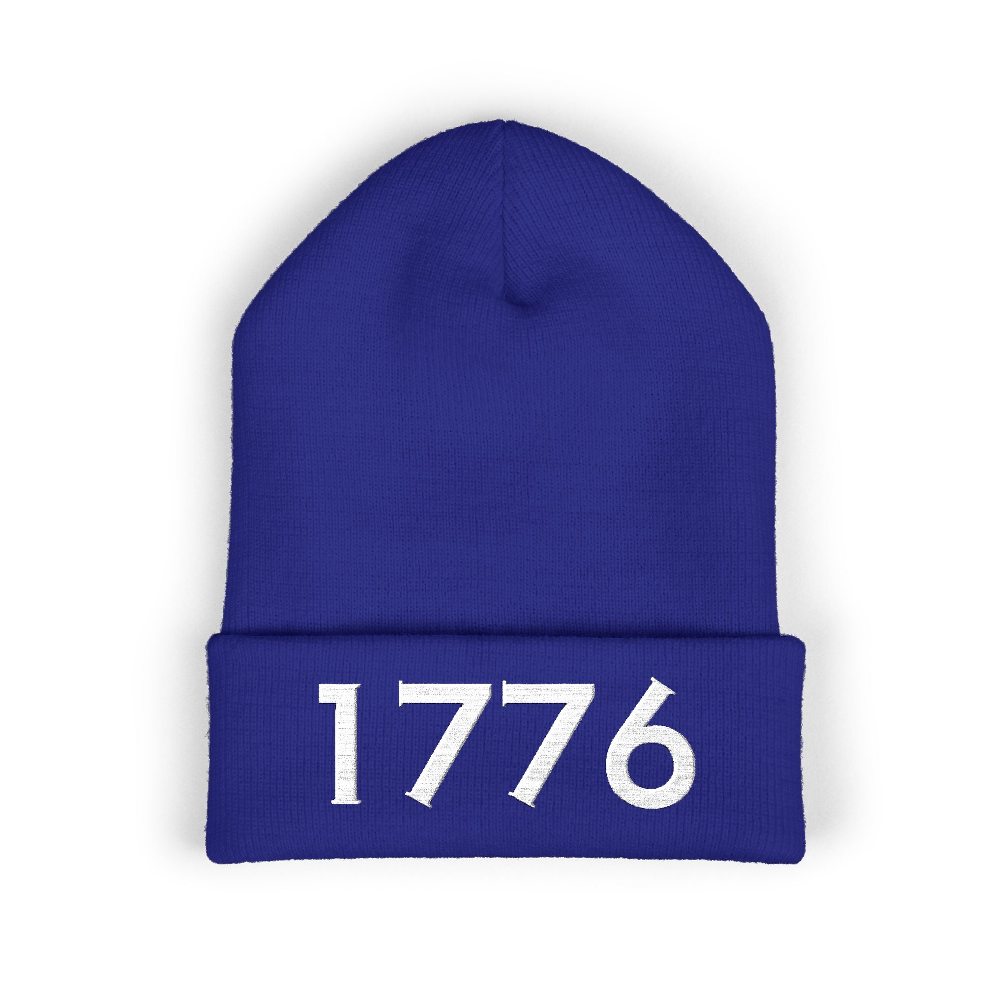 1776 Embroidered Cuffed Beanie - Patriotic Knit Winter Hat