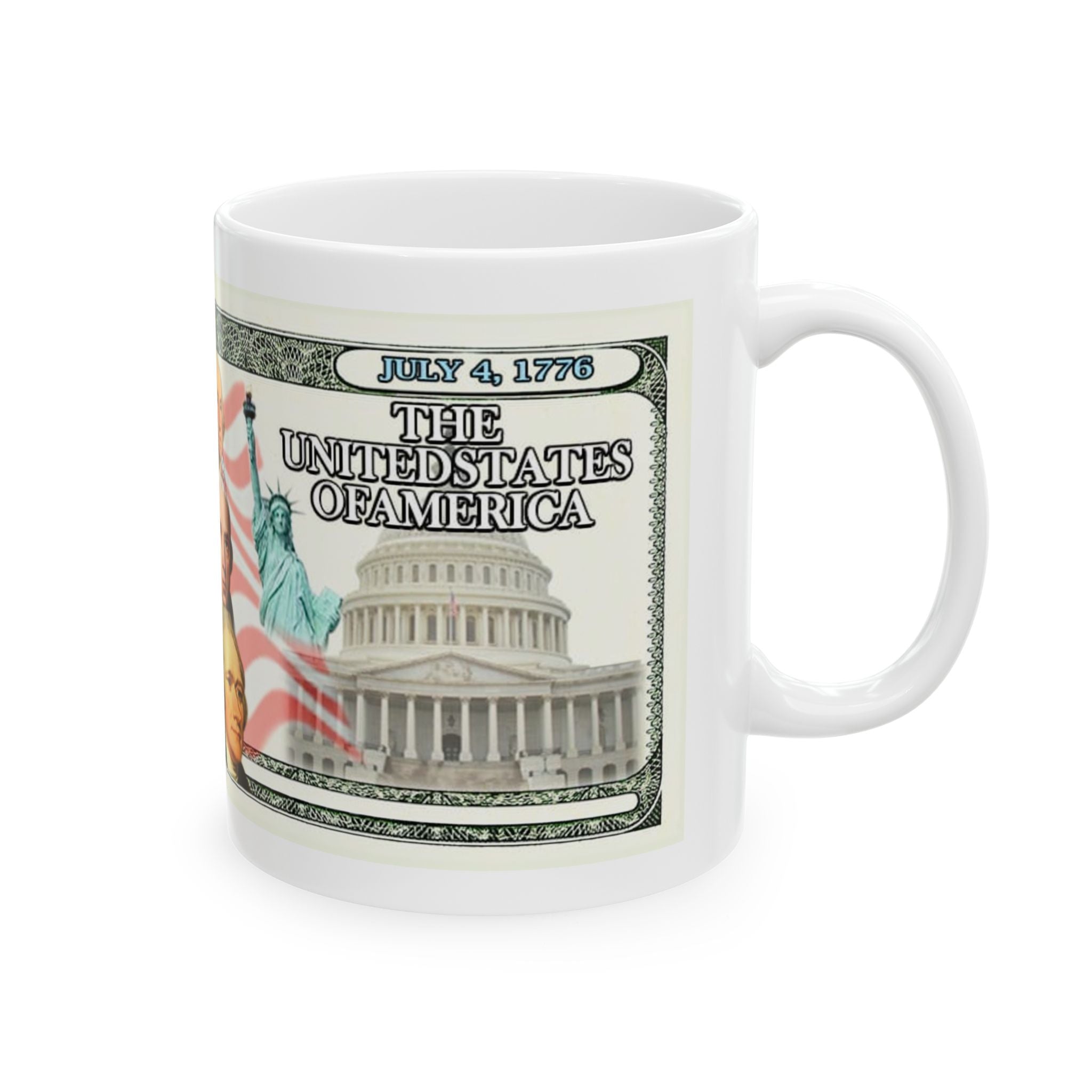 Patriotic Founding Fathers Ceramic Mug — US Currency Collage (11oz, 15oz)