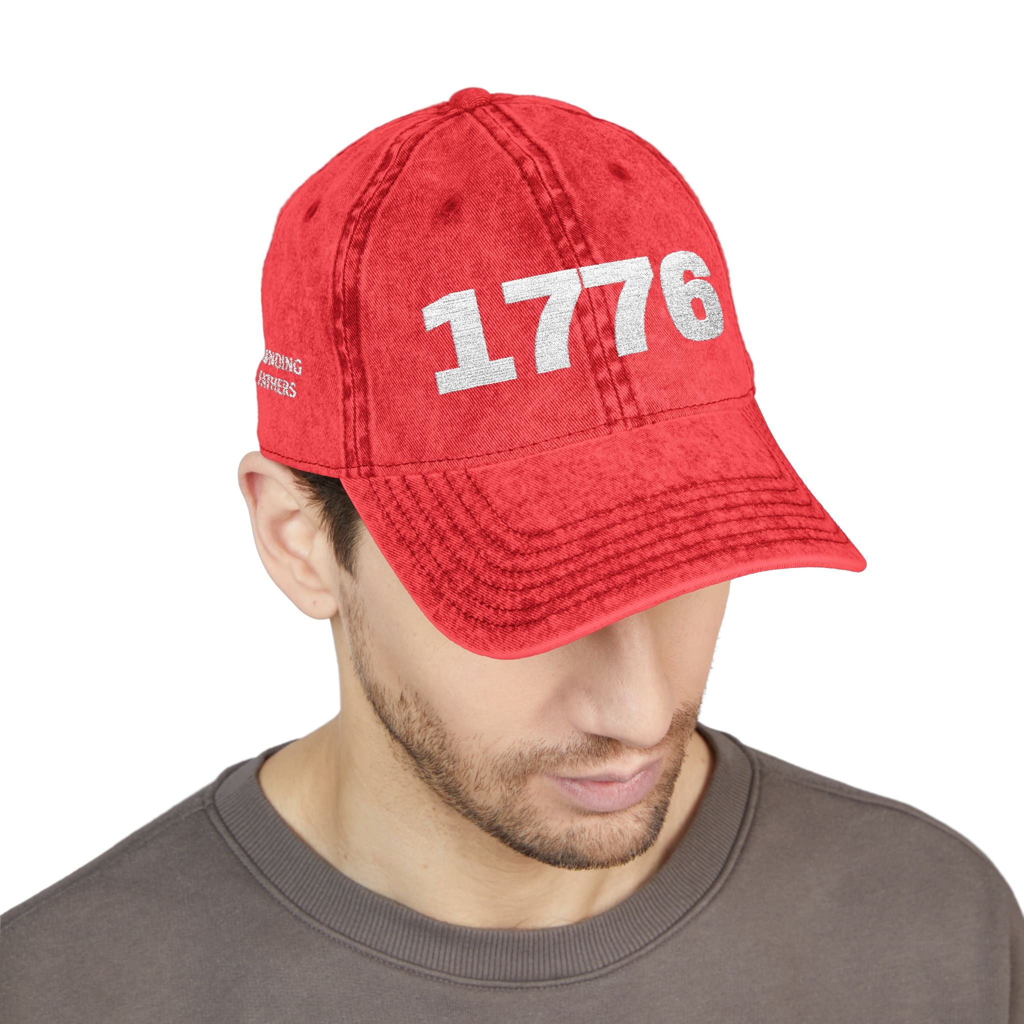 1776 Vintage Embroidered Cap – Distressed Patriotic Baseball Hat