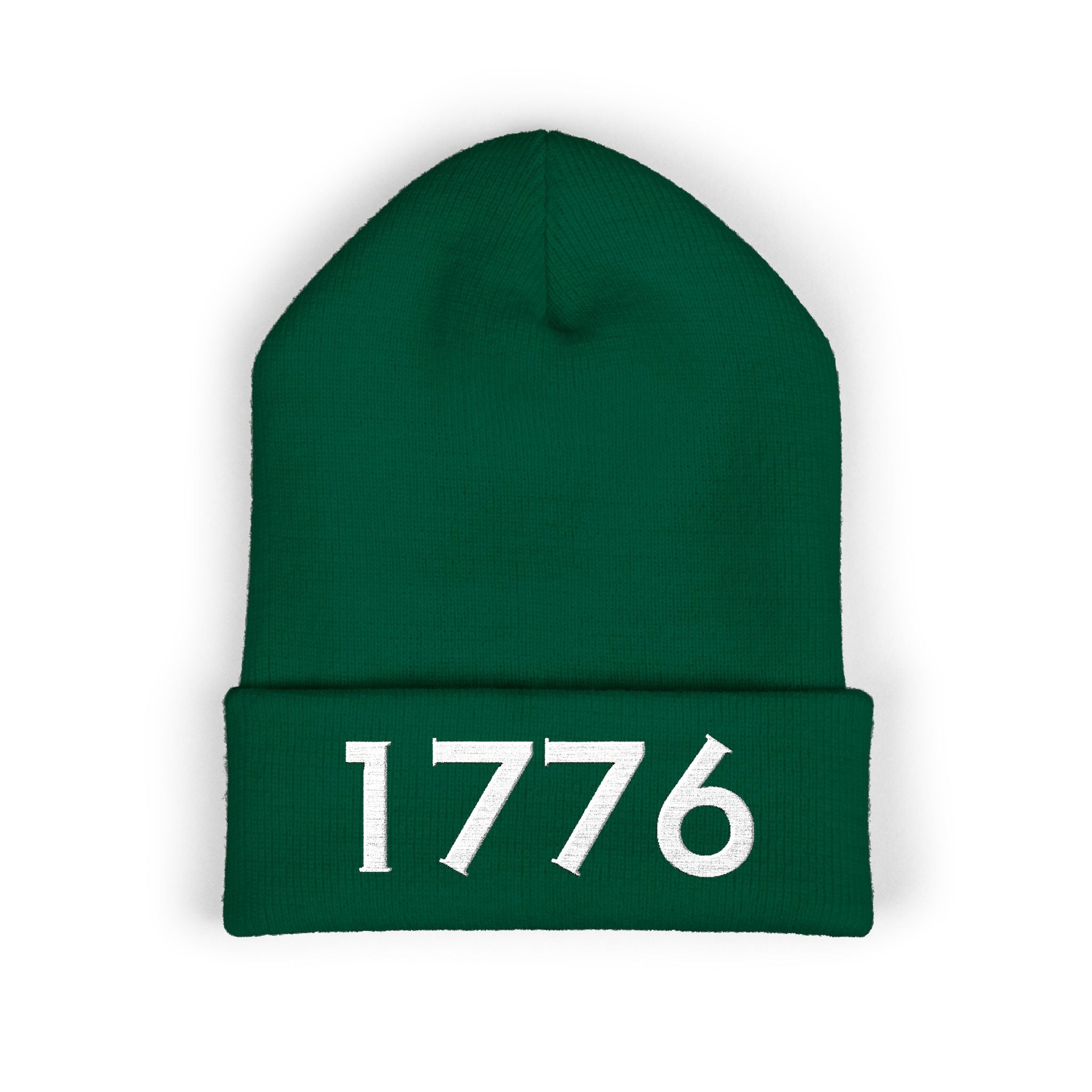 1776 Embroidered Cuffed Beanie - Patriotic Knit Winter Hat