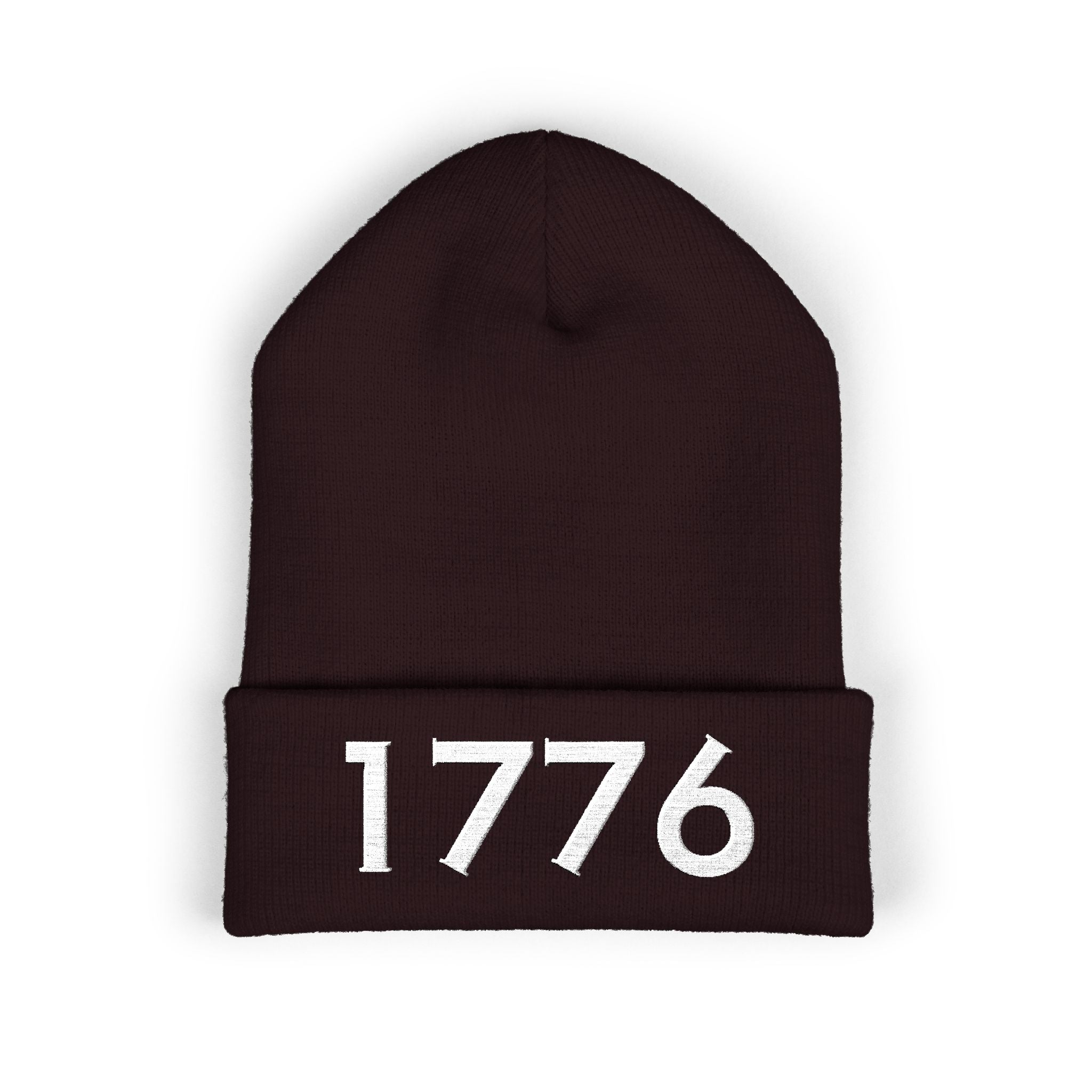 1776 Embroidered Cuffed Beanie - Patriotic Knit Winter Hat