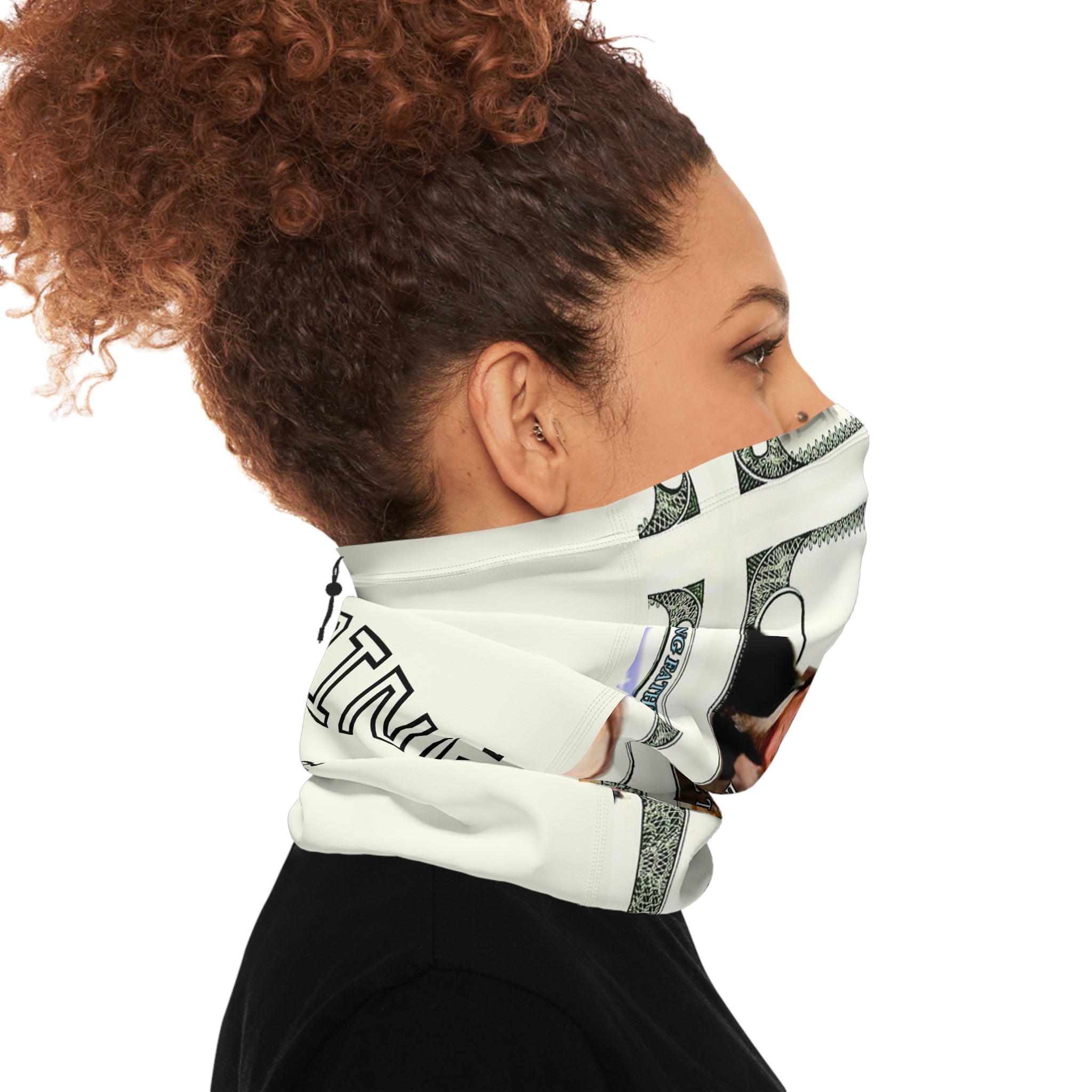 Founding Fathers Dollar-Print Winter Neck Gaiter with Drawstring