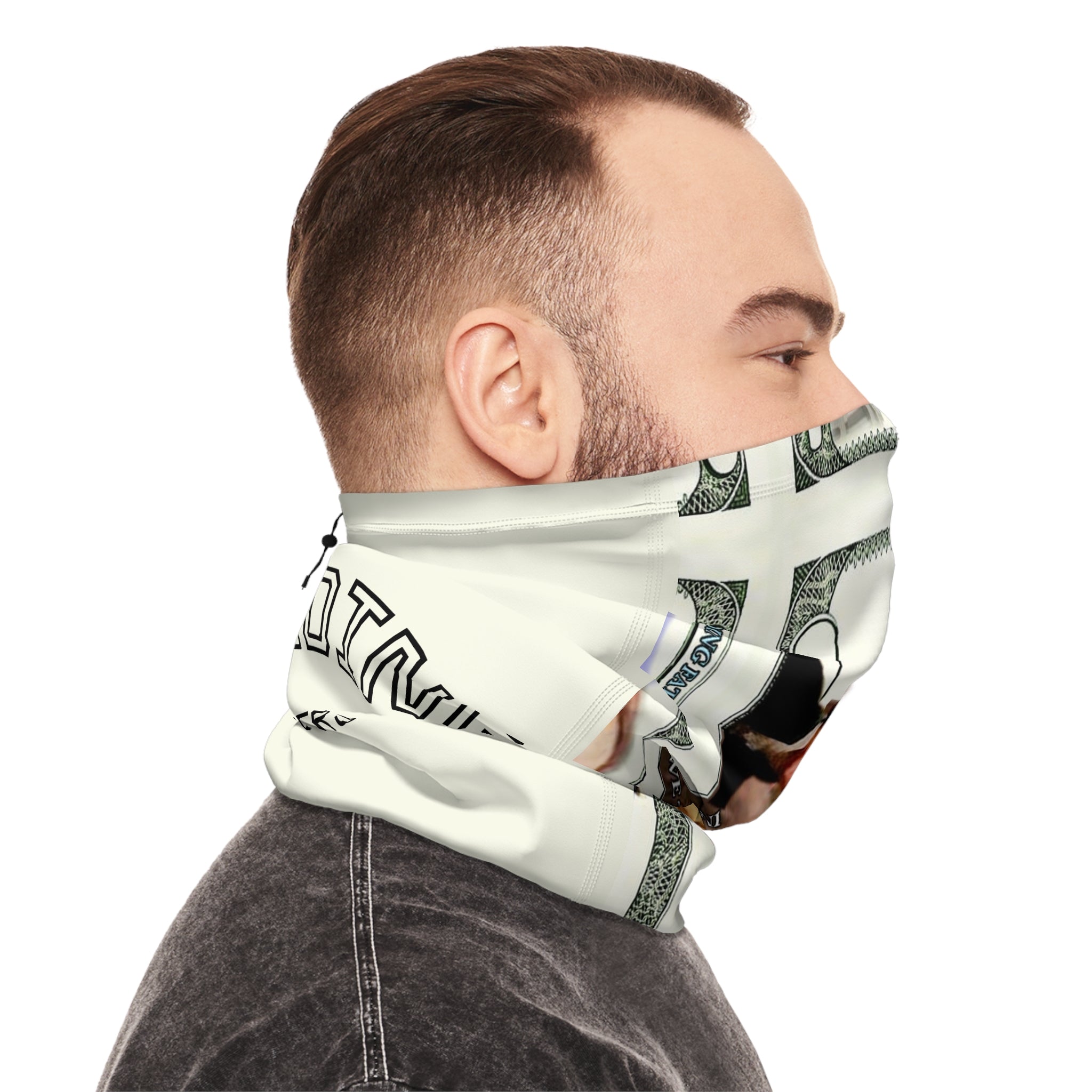 Founding Fathers Dollar-Print Winter Neck Gaiter with Drawstring
