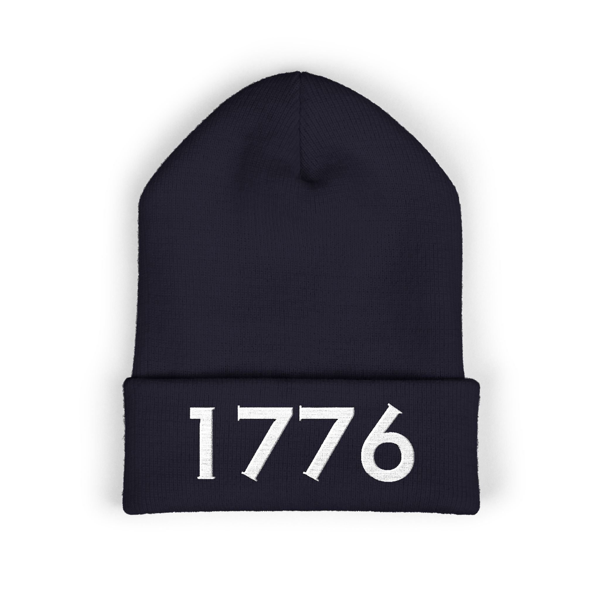 1776 Embroidered Cuffed Beanie - Patriotic Knit Winter Hat
