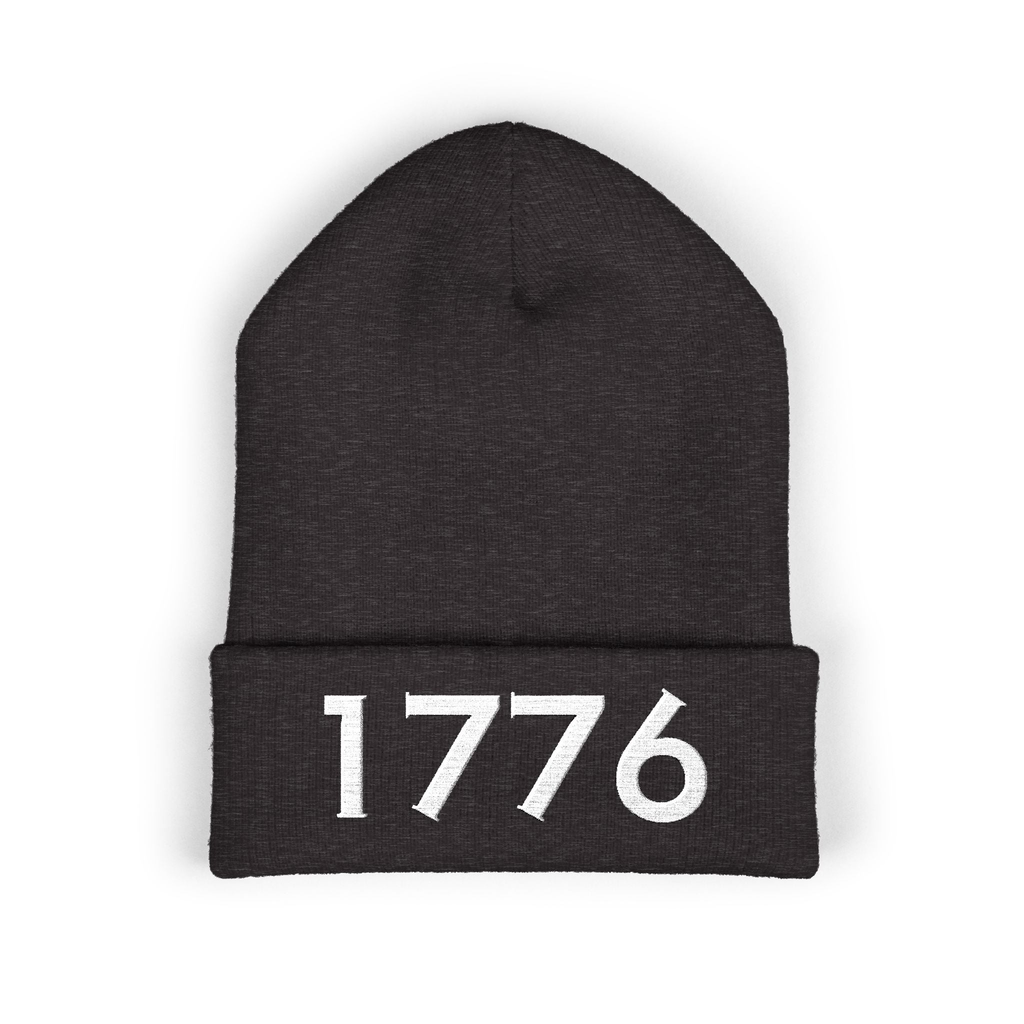 1776 Embroidered Cuffed Beanie - Patriotic Knit Winter Hat
