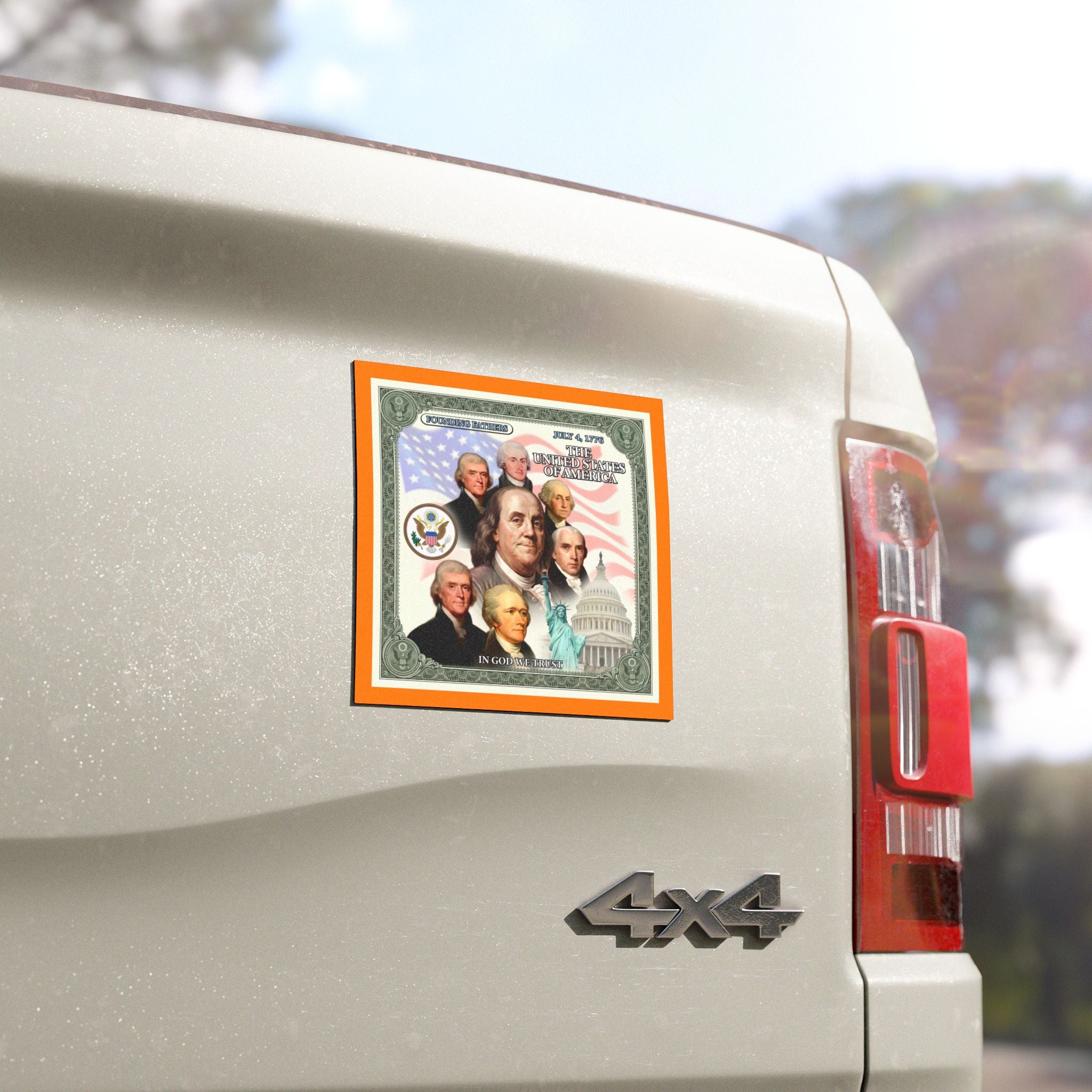 Patriotic Founding Fathers Car Magnet — U.S. Presidents & Capitol Design